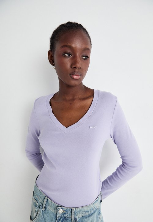 V::ROOM Purple Highsoft V Neck Tee