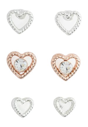 HEART STUD 3 PACK  - Cercei - rose gold-coloured tone silver-coloured tone