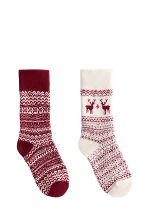 2 PACK PAIRS OF CLASSIC JACQUARD - Zoknik - red