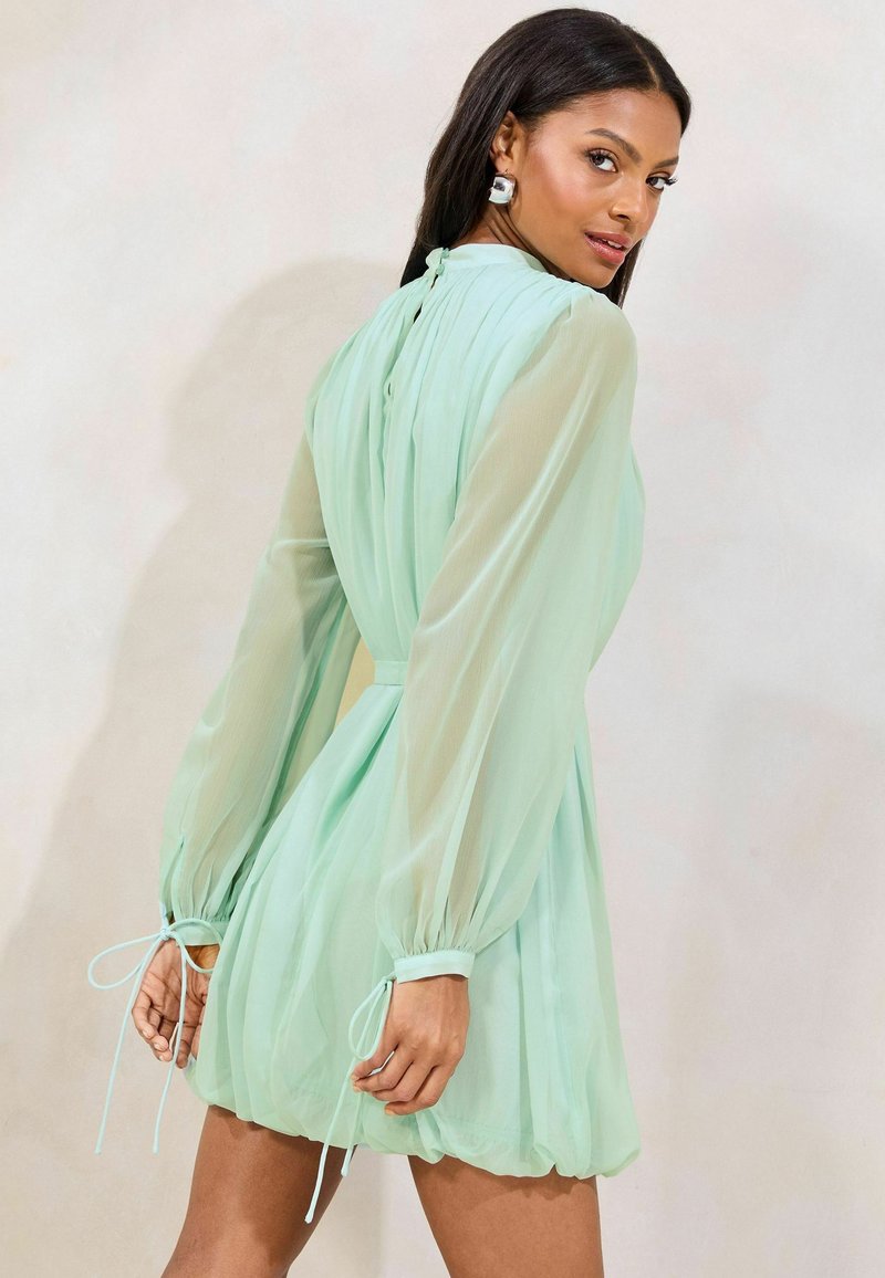 slim fit dress slacks Elpis Cowl Button Satin Maxi Dress Mint Selfie Leslie