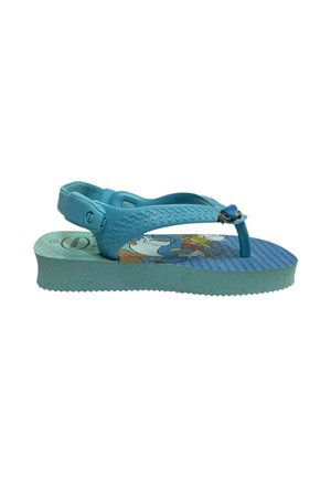 Sandalo blu per bambini con cinturino posteriore regolabile, stampa di Donald Duck sulla soletta e perla blu decorativa sul cinturino delle dita.
