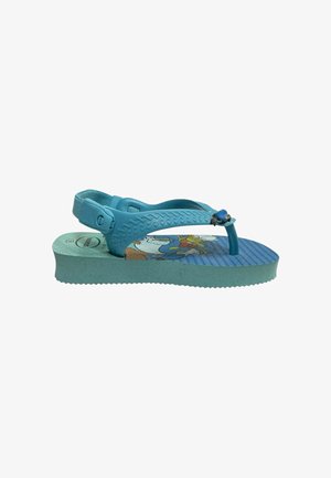 Sandalo blu per bambini con cinturino posteriore regolabile, stampa di Donald Duck sulla soletta e perla blu decorativa sul cinturino delle dita.