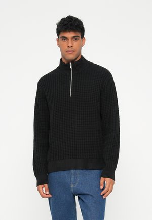 SLHTOM STRUCTURE HALF ZIP - Jersey de punto - black
