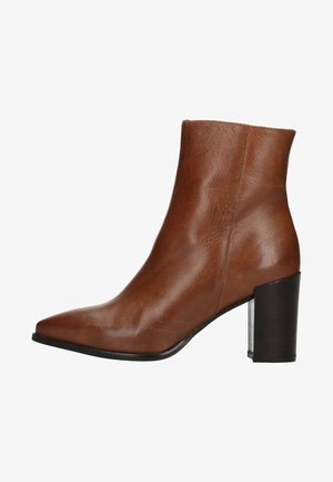 Manfield, Bottines à talons hauts - cognac
