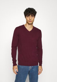 TOM TAILOR V NECK  - Pullover - wine red melange