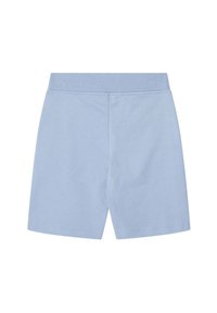 Shorts di cotone azzurro chiaro con vita elastica, caratterizzati da una texture liscia e un design semplice e classico. Senza tasche né decorazioni.