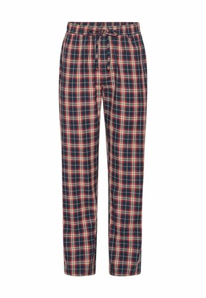 Rutede pysjamasbukser i marineblå, rød og cremet farve. Elastisk talje med snøre, knapdetaljer og løs pasform for komfort. Bomuldsstof.