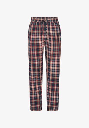 Rutede pysjamasbukser i marineblå, rød og cremet farve. Elastisk talje med snøre, knapdetaljer og løs pasform for komfort. Bomuldsstof.