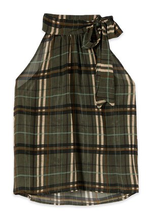 Oltre, TOP FANTASIA CON SCOLLO AD AMERICANA - Blouse - verde militare