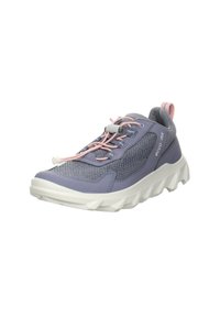 Sneaker viola leggero con tomaia in rete traspirante, lacci rosa e suola chunky bianca. Dotato di linguetta e dettagli testurizzati.