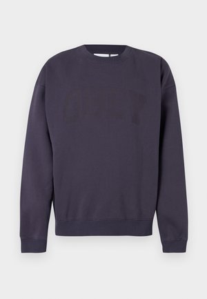 Felpa blu navy scuro in misto cotone, con collo rotondo, polsini e orlo a coste, con grande logo "OBEY" in una tonalità leggermente più scura.
