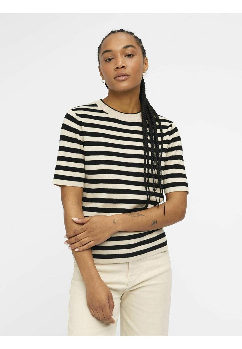 Objarthine S7s T Shirt Black Stripes Sandshell main image 1