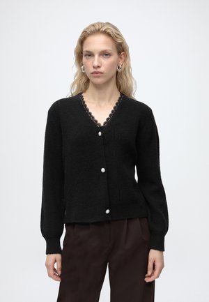 ONLY, ONLSIA LS V-NECK WOVEN CARDI CS KNT - Жилетка - black
