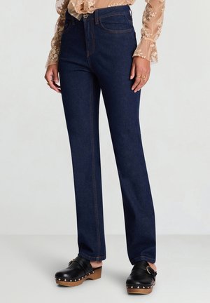 LUNGO TINTA UNITA - Jean flare - blu denim scuro