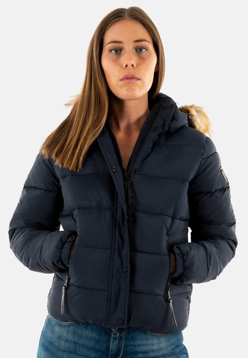 Superdry HOODED BOXY PUFFER - Veste d'hiver - black/noir - ZALANDO.BE