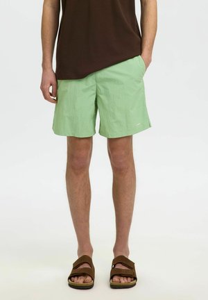 Muškarac u svijetlo zelenim kratkim hlačama, tamnosmeđoj majici i smeđim sandalama, stoji s jednom rukom u džepu na bijeloj pozadini.