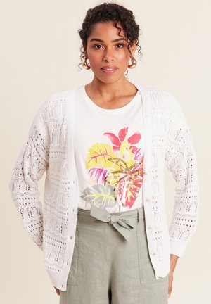 MIT LANGEN ÄRMELN, DURCHBROCHEN - Strickjacke - ecru