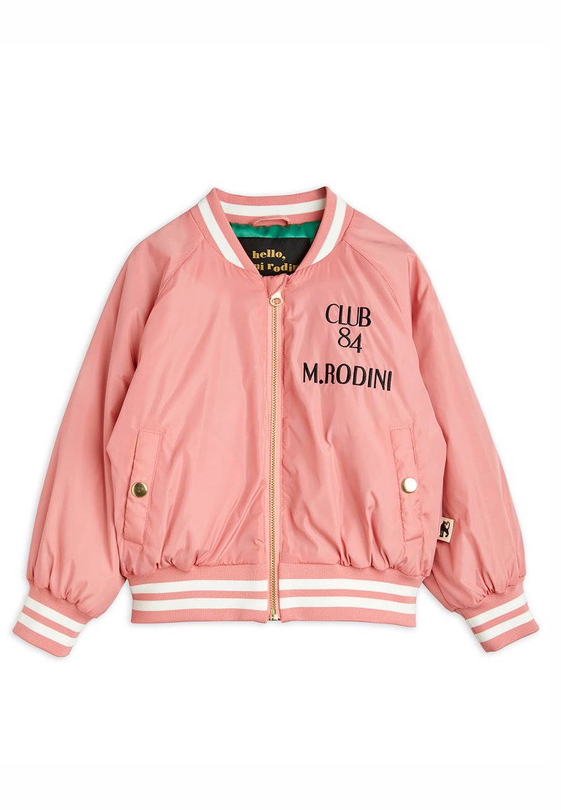 Mini Rodini PIGEONS BASEBALL JACKET UNISEX Bomber Jacket pink