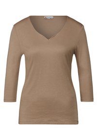 MIT HERZAUSSCHNITT - Långärmad tröja - beige