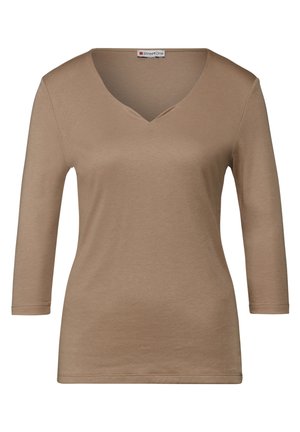 MIT HERZAUSSCHNITT - Långärmad tröja - beige