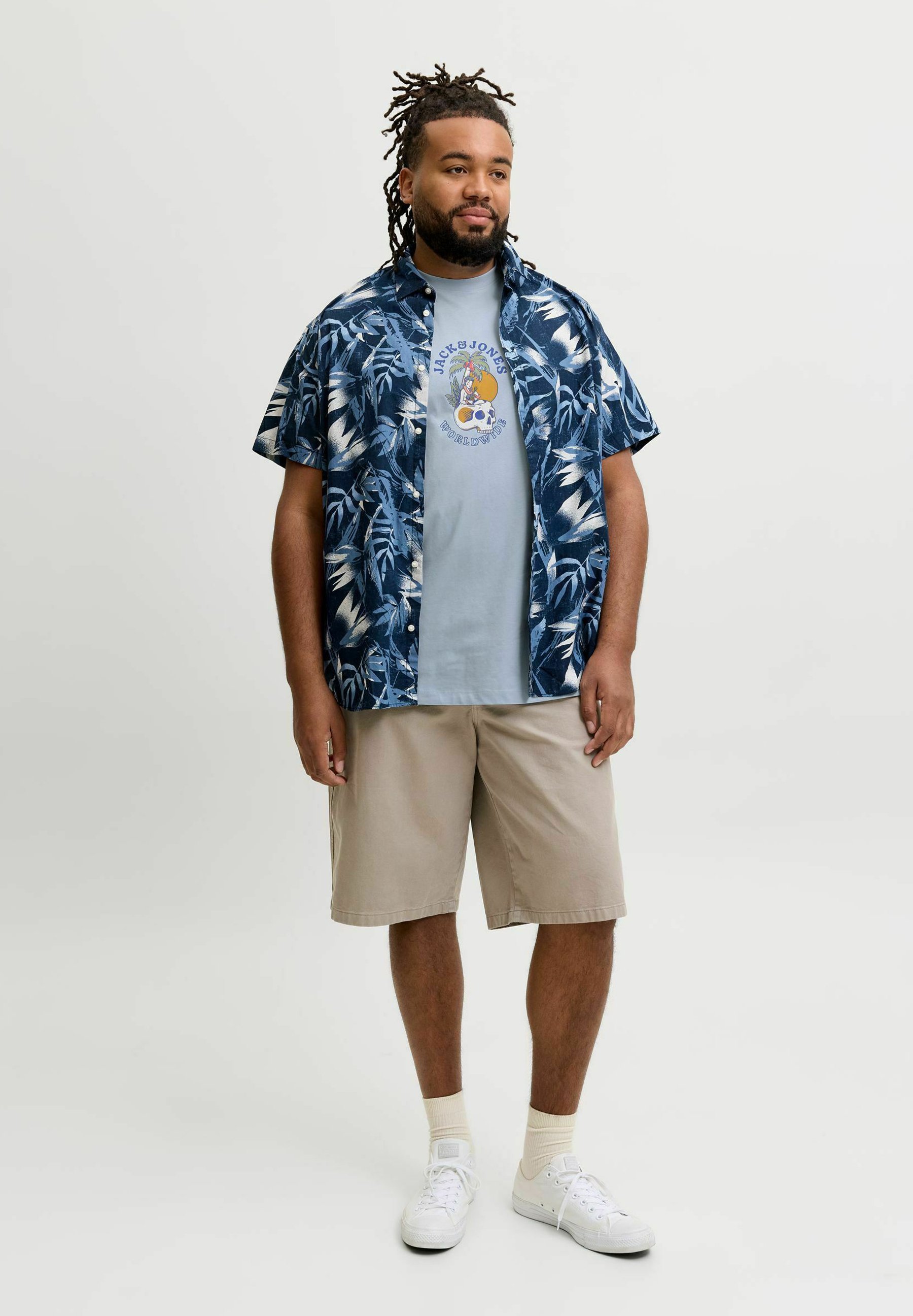 Jack & Jones Plus Size - T-shirt estampada - cashmere blue/azul