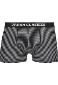 Svart-vita randiga kalsonger med elastiskt midjeband som har texten "URBAN CLASSICS" i grått. Mjuk, figurnära design.