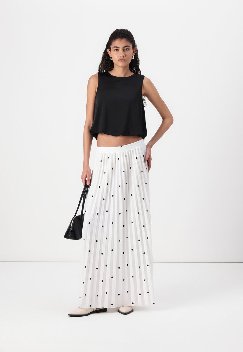 ONLY ONLMELISA LONG SKIRT Falda plisada cloud dancer/black