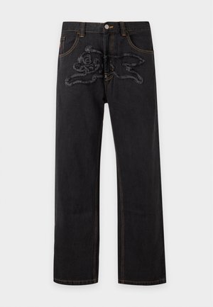 Icecream, APPLIQUE RUNNING DOG DOUBLE SCOOP PANTS - Vaqueros boyfriend - black