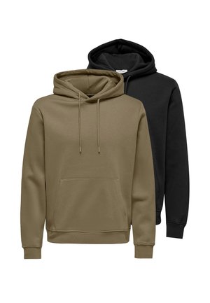 2ER PACK - Kapuzenpullover - schwarz   braun