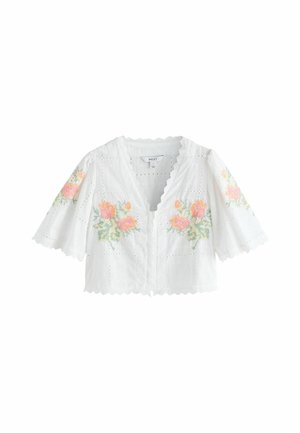 Next, REGULAR FIT - FLORAL CROSS STITCH BRODERIE TOP - Nööpidega pluus - white