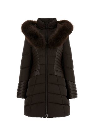 MIT KUNSTPELZ-KAPUZE - Cappotto invernale - dunkelbraun