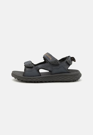 Schwarze Nylon- und Gummisandale mit verstellbaren Riemen, strukturiertem Sole und gepolsterter Bauweise. Mit Logo auf dem Riemen und offenem Zehenstil.