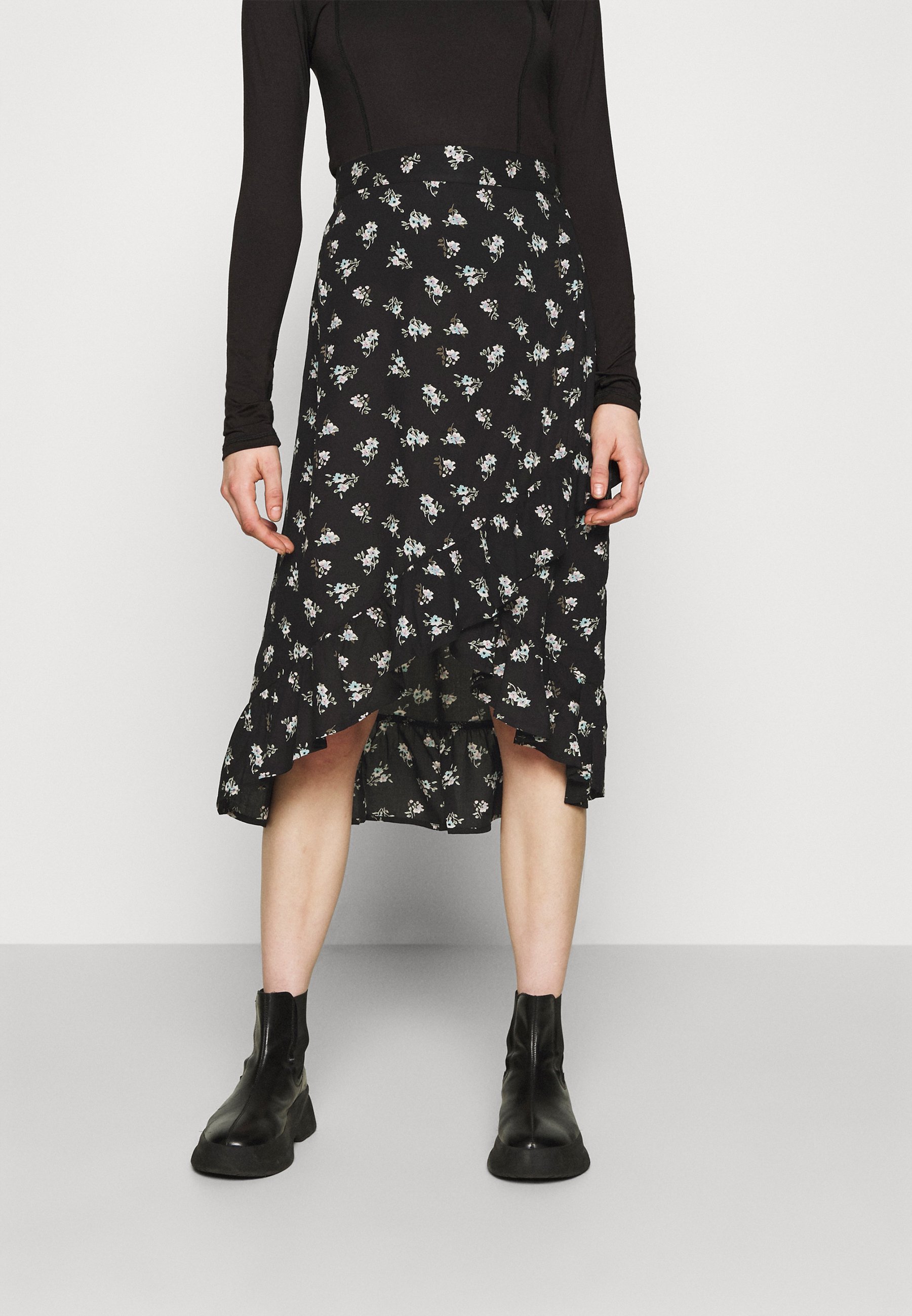 midi wrap skirt polka dot