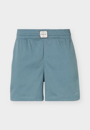 Lyseblå shorts med elastisk midje, sydd merke på midjebåndet og en subtil Nike swoosh-logo på venstre nederkant.