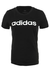 Černé bavlněné tričko s kulatým výstřihem a krátkými rukávy. Na přední straně se nachází velký nápis "adidas" v bílé barvě.
