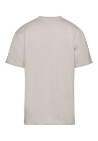 Beige cotton t-shirt with short sleeves, crew neck, and a smooth texture; features a plain back without additional accents or patterns.