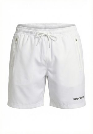 Witte shorts met elastische taille en trekkoord, zijzakken met rits en het "Sergio Tacchini"-logo op het onderste gedeelte van het rechterbeen.