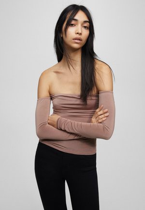 Long sleeved top - mottled beige