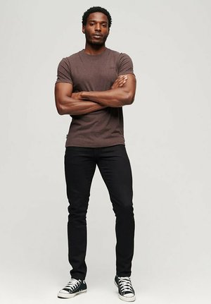 MICRO EMBROIDERED  - Basic T-shirt - rich brown marl