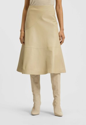 Leren rok - light beige five
