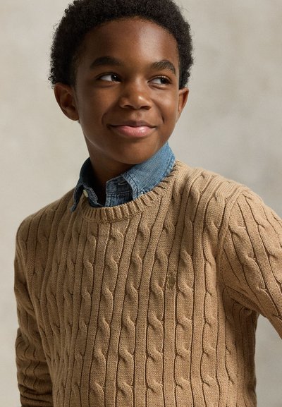 Polo Ralph Lauren CABLE-KNIT COTTON SWEATER 7-14Y - Striktrøje - camel heather