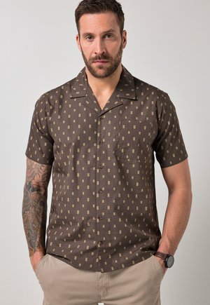 JP1880, SHIRT, SHORT SLEEVE, CUBA COLLAR, ALL-OVER PRINT, CUBA FIT, UP TO 8 XL - Hemd - mocha