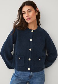Ellos Collection MIT LANGEN PUFFÄRMELN - Strickjacke - marine