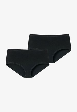 Slip hipster di cotone nero, texture morbida, vestibilità regolare, con un'ampia vita e bordi cuciti. La confezione include due paia.