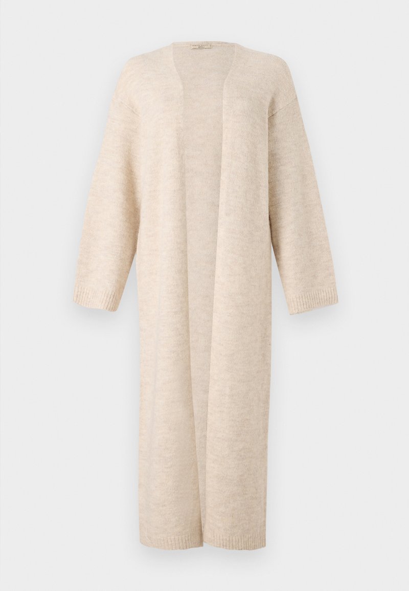 Gilet Long Sans Manches Maille Ajourée Dentelle Gina Laura - Taille 46/48, Neuf Avec étiquettes, Beige