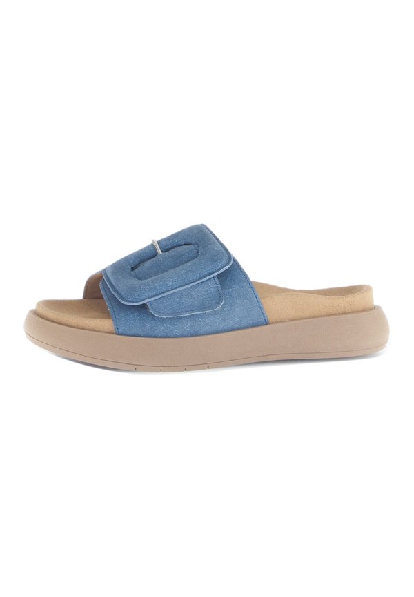 Pantolette flach - blau