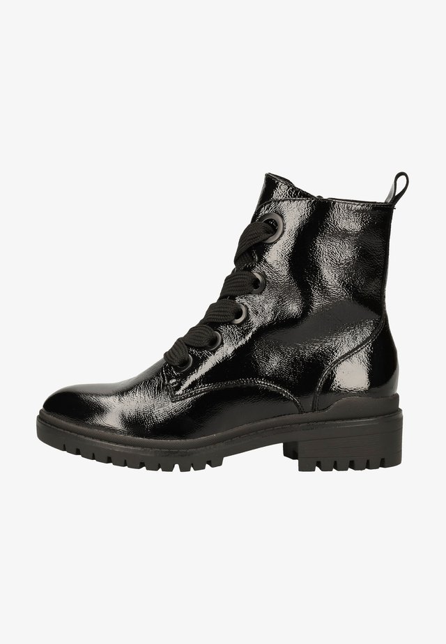 Botki sznurowane - black naplak 017