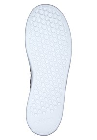 Biała podeszwa sportowa z heksagonalnym wzorem, z teksturowaną sekcją oraz wytłoczonym logo marki "adidas" w obszarze pięty.