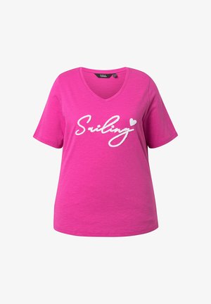 Ulla Popken, SAILING CLASSIC V-AUSSCHNITT HALBARM - T-shirt print - bold pink