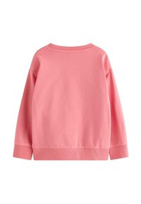 Roze, sweatshirt met lange mouwen, een ronde halslijn en geribbelde manchetten; heeft een gladde, katoenen textuur en een ontspannen pasvorm.